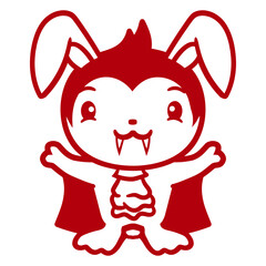 Bunny Vampire Sharp Long Teeth Halloween Costume Design Lover Art Vector Illustration Card T-Shirt Poster Sticker Graphic Print Decorative Drawing Isolated Logo Decoration Symbol Creative Cool Style
