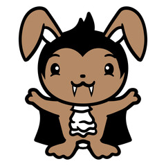 Bunny Vampire Sharp Long Teeth Halloween Costume Design Lover Art Vector Illustration Card T-Shirt Poster Sticker Graphic Print Decorative Drawing Isolated Logo Decoration Symbol Creative Cool Style

