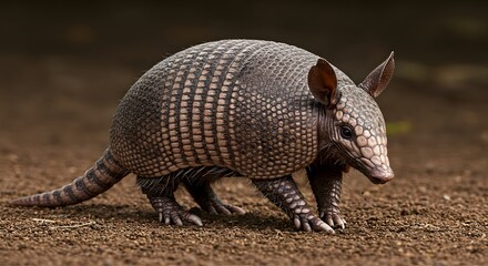 Fototapeta premium Armored Wanderer The Armadillo's Natural Behavior