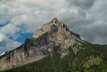 Landscape of the Bire peak, view from the village of kandersteg, located in the canton of berne, Switzerland.