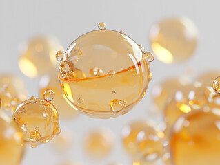 Floating oil bubbles background. Generative AI.