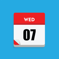 calender icon, 07 wednesday icon with blue background