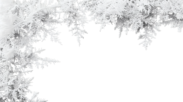 White frost winter ice and snow frame border isolated on white