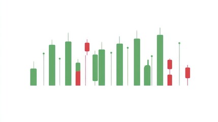 Stock market candlesticks chart, showing upward and downward trends. Ideal for financial analysis presentations