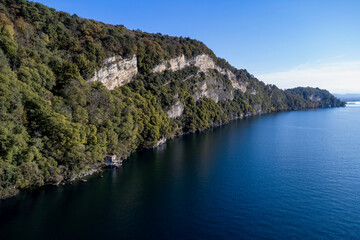 View of a cliff on Lake Maggiore, Leggiuno, Italy