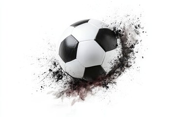 Dynamic soccer ball striking ground with explosive motion captured in striking detail isolated on transparent background