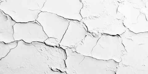 This image features a closeup view of a white wall exhibiting visible cracks