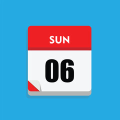 calender icon, 06 sunday icon with white background