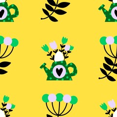 Easter eggs seamless spring pattern for wrapping paper and fabrics