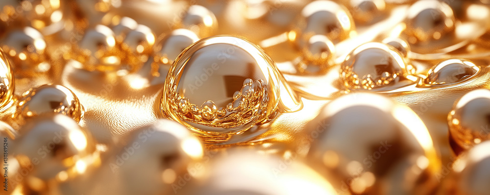 Poster captivating gold liquid bubbles abstract concept studio environment macro viewpoint visual art
