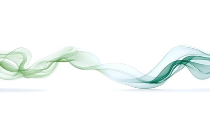 Graceful Green Smoke Swirls in Elegant Fluid Motion Against a Crisp White Background Its Delicate Texture Highlighted by Light Creating Intricate Patterns of Weightless Elegance