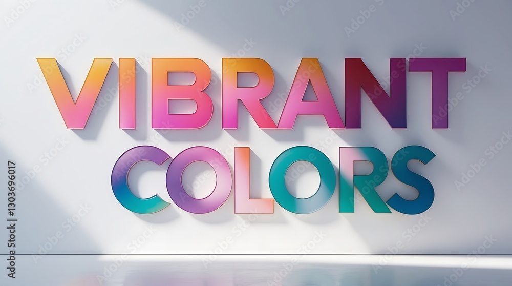 Poster playful typography displaying colors on a wall in a modern setting