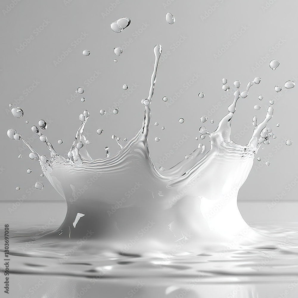 Poster water splashing action liquid impact high-speed photography minimalistic setting close-up view dynam