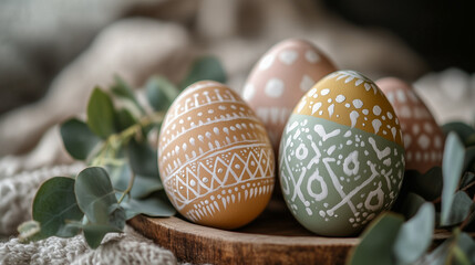 Hand-Decorated Easter Eggs with Ethnic Patterns