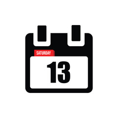 calender icon, 13 saturday icon with white background