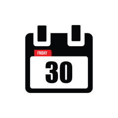 calender icon, 30 friday icon with white background