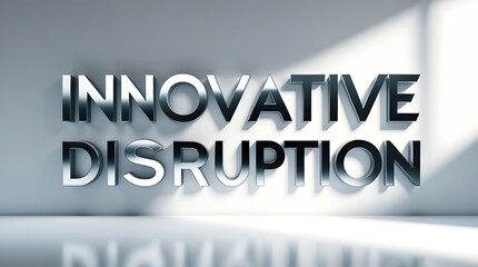 Creative representation of innovative disruption with bold typography in a modern space