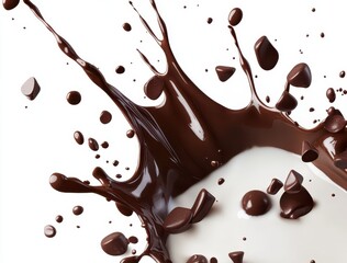 Dynamic Splash of Liquid Chocolate with Milk Droplets Capturing the Energy and Motion of Delicious Desserts and Sweet Treats in a Stylish Presentation