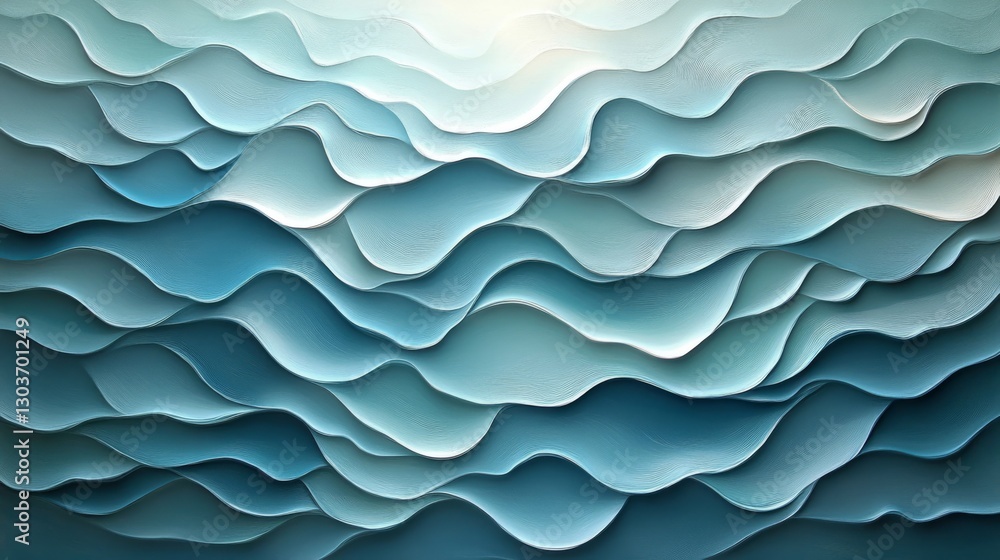 Poster abstract image of layered wavy forms and gradient shading