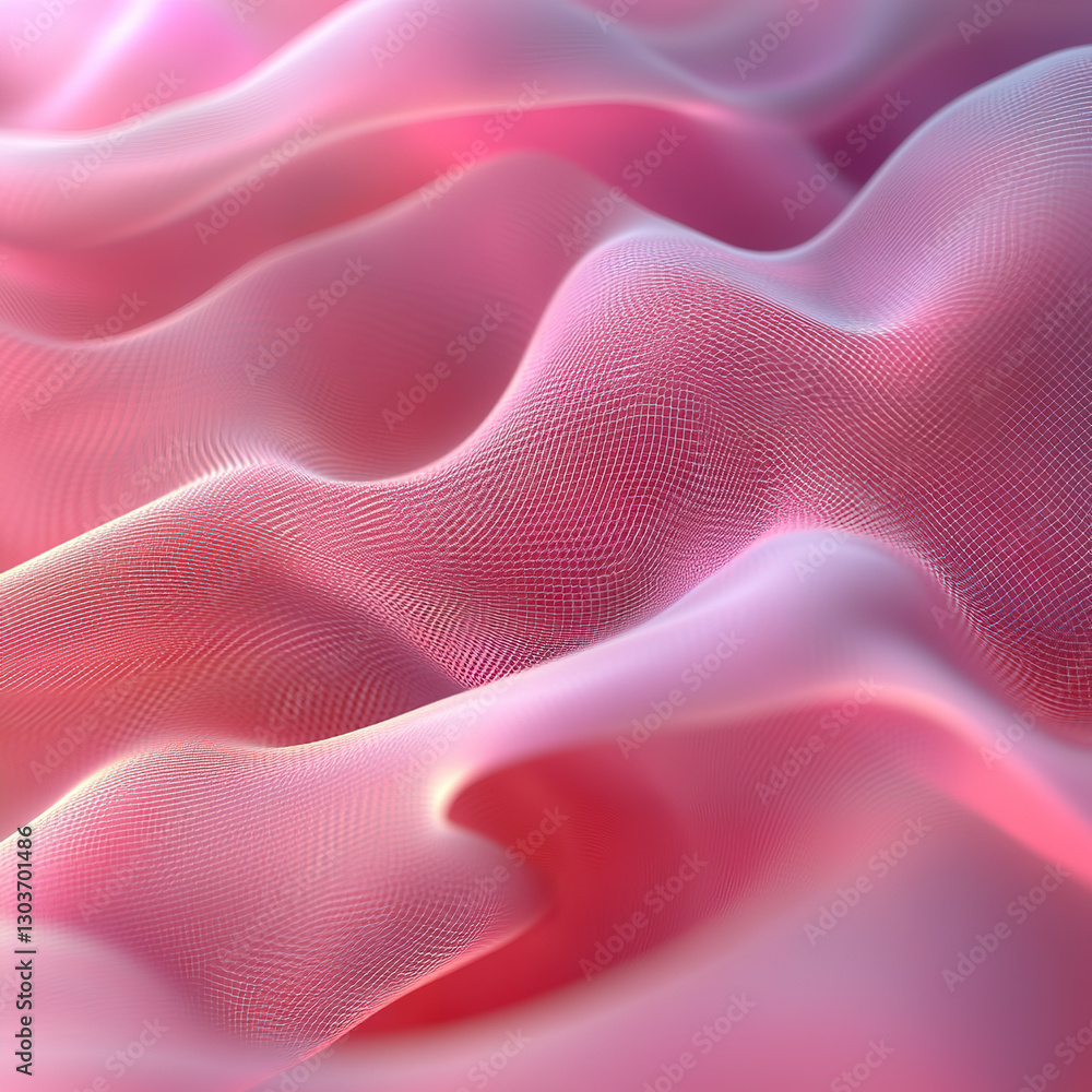 Poster flowing pink textile waves abstract art digital creation soft texture close-up visual elegance