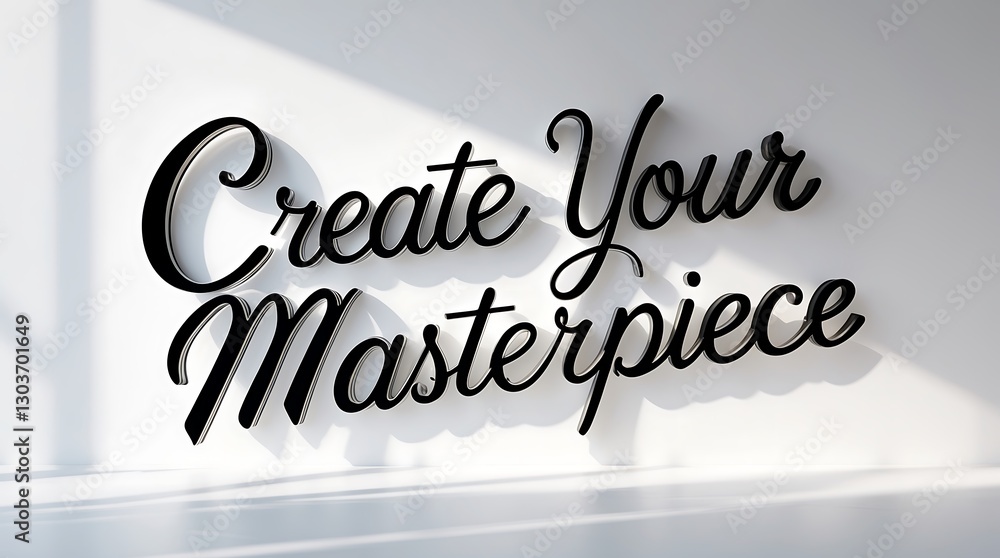 Poster create your masterpiece in a bright and minimalistic art studio space