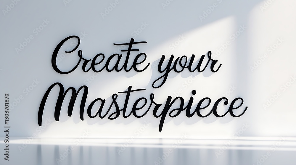 Poster create your masterpiece with elegant typography on a clean background
