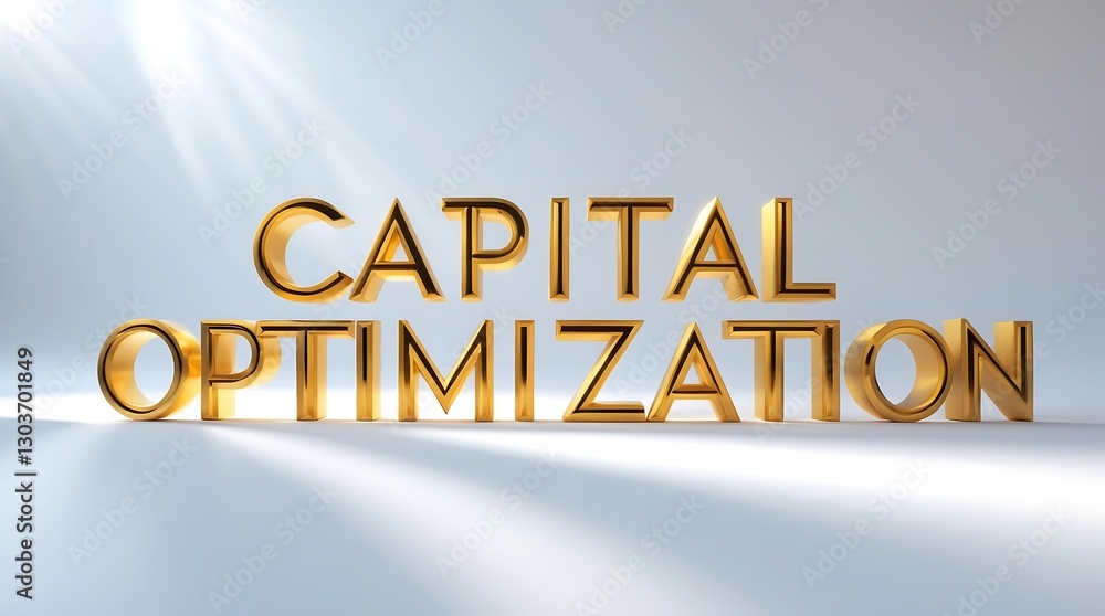 Poster golden letters representing capital optimization with light reflections