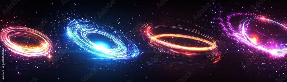 Poster exploring cosmic phenomena outer space digital art sci-fi environment vibrant viewpoint galactic con