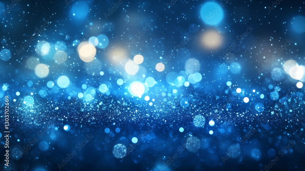 Poster Sparkling lights and glitter forming an abstract blue background image