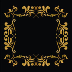 Vintage frame gradient gold square ornament design isolated