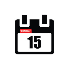 calender icon, 15 wednesday icon with white background