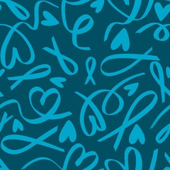 Breast cancer month seamless pink ribbon day mammogram pattern for wrapping paper and medical accessories