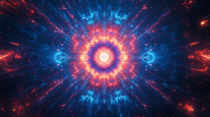 Obraz premium Colorful abstract circular pattern radiating from a central bright source