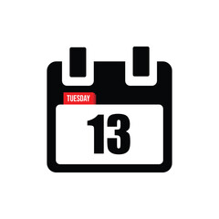 calender icon, 13 tuesday icon with white background