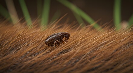 Solitary Flea Hidden in Animal Fur with Natural Microenvironment