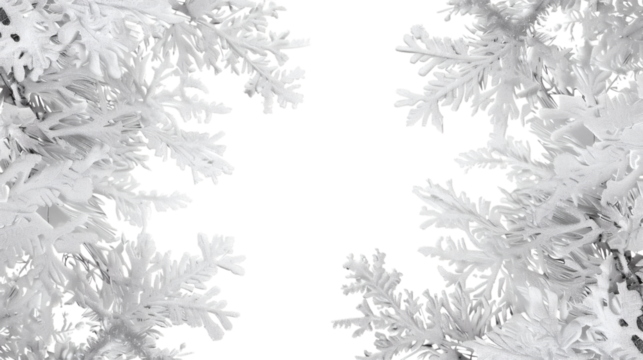 White snow Christmas frame border isolated on white