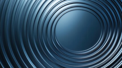 Obraz premium Abstract concentric circles in dark blue, metallic texture. Ideal for tech, design, or futuristic backgrounds.
