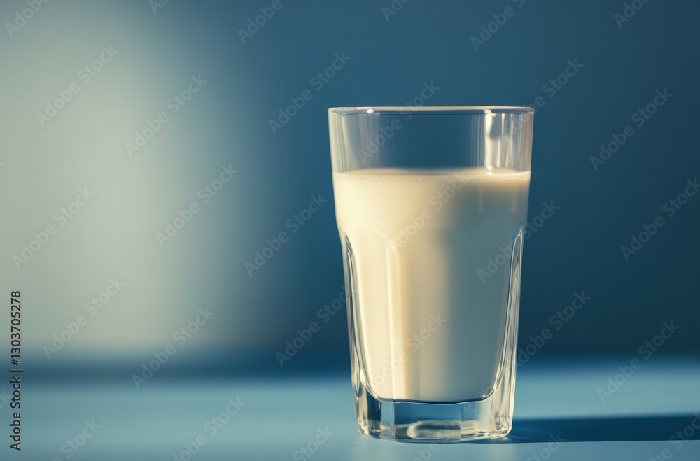 Aufkleber fresh glass of milk on a blue surface with soft lighting creating a calm and inviting atmosphere for