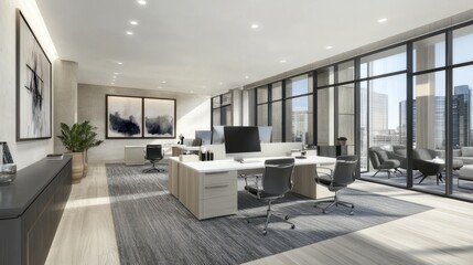 Modern office space with city views. Suitable for commercial use