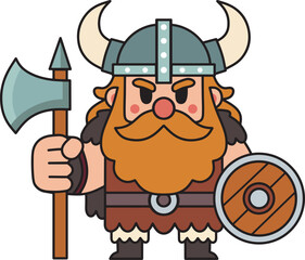 Viking warrior cartoon mascot logo illustration