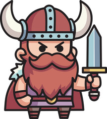 Viking warrior cartoon mascot logo illustration
