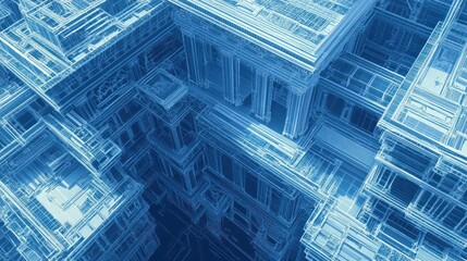 Obraz premium Futuristic city complex, intricate architecture, urban design, aerial view, digital art, 3d render