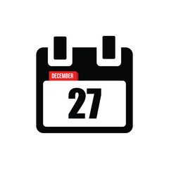calender icon, 27 december icon with white background