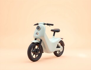 3D rendered of a cute electric bicycle isolated on a blank soft pastel color background. Generative AI