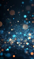 Abstract Blue And Teal Light Beams Converging With Bokeh Circles, Dark Background., Modern Design
