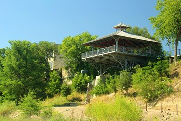 Scenic nature landscape photograph of the Guadalupe River in Kerrville, Texas.