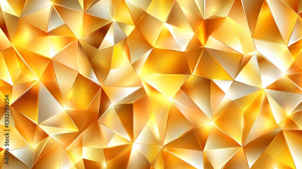 Poster geometric gold background, dynamic composition with sharp edges, luminous color, seamless pattern