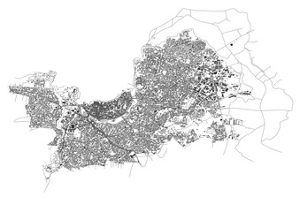 Fototapeta premium vector map of highway and building in nicosia cyprus with black and white color