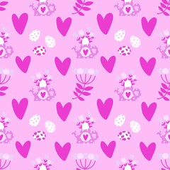 Easter eggs seamless spring pattern for wrapping paper and fabrics
