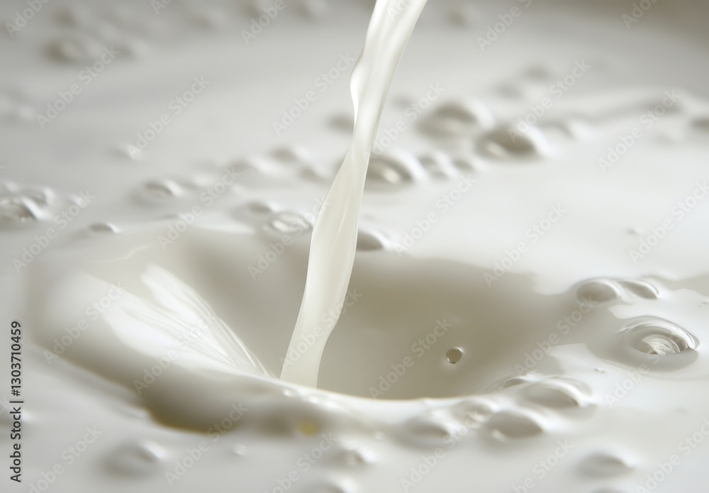 Poster liquid white substance creating ripples and bubbles in a smooth surface, capturing the beauty of mil